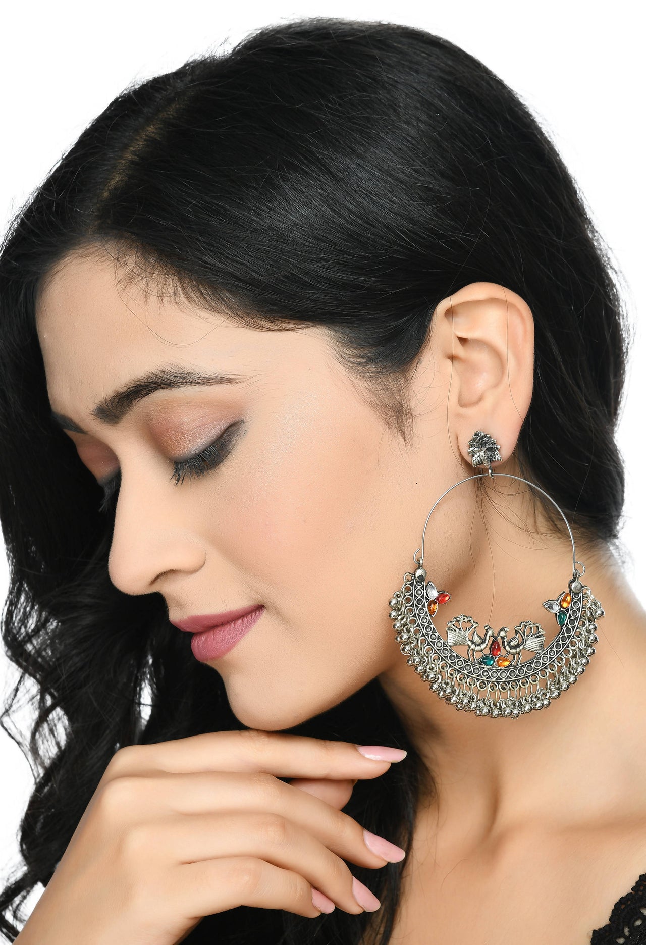 Mominos Fashion Johar Kamal Beautiful Peacock Design Chandbali Earrings - Distacart