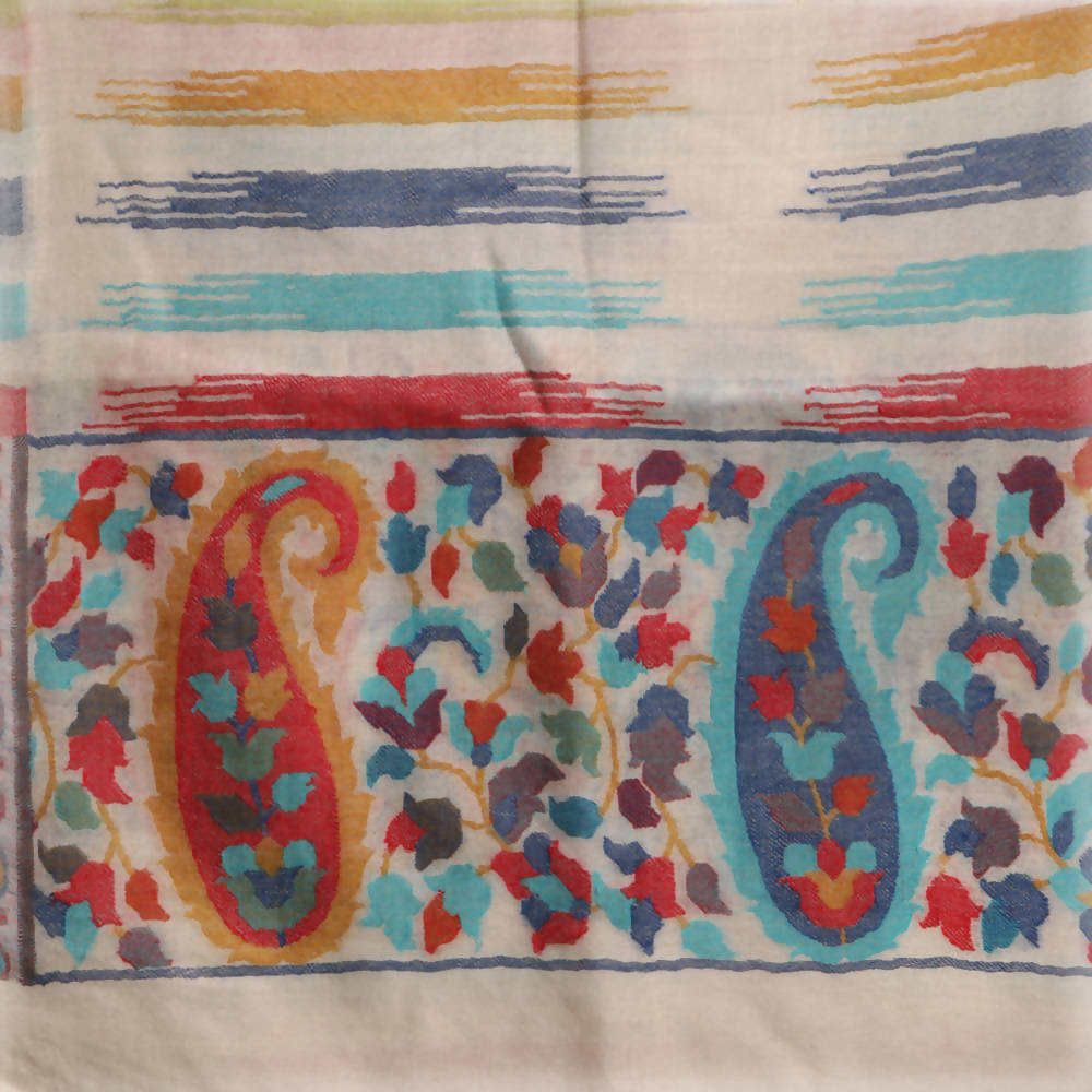 Nizalia Cashmere Fine Wool Beige Kani Palla Stole