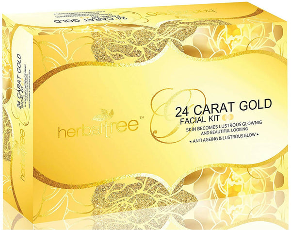 Herbal Tree 24 Carat Gold Facial kit For Anti-Ageing, Gold Radiance & Instant Glow - Distacart