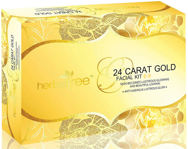 Herbal Tree 24 Carat Gold Facial kit For Anti-Ageing, Gold Radiance &amp; Instant Glow - Distacart