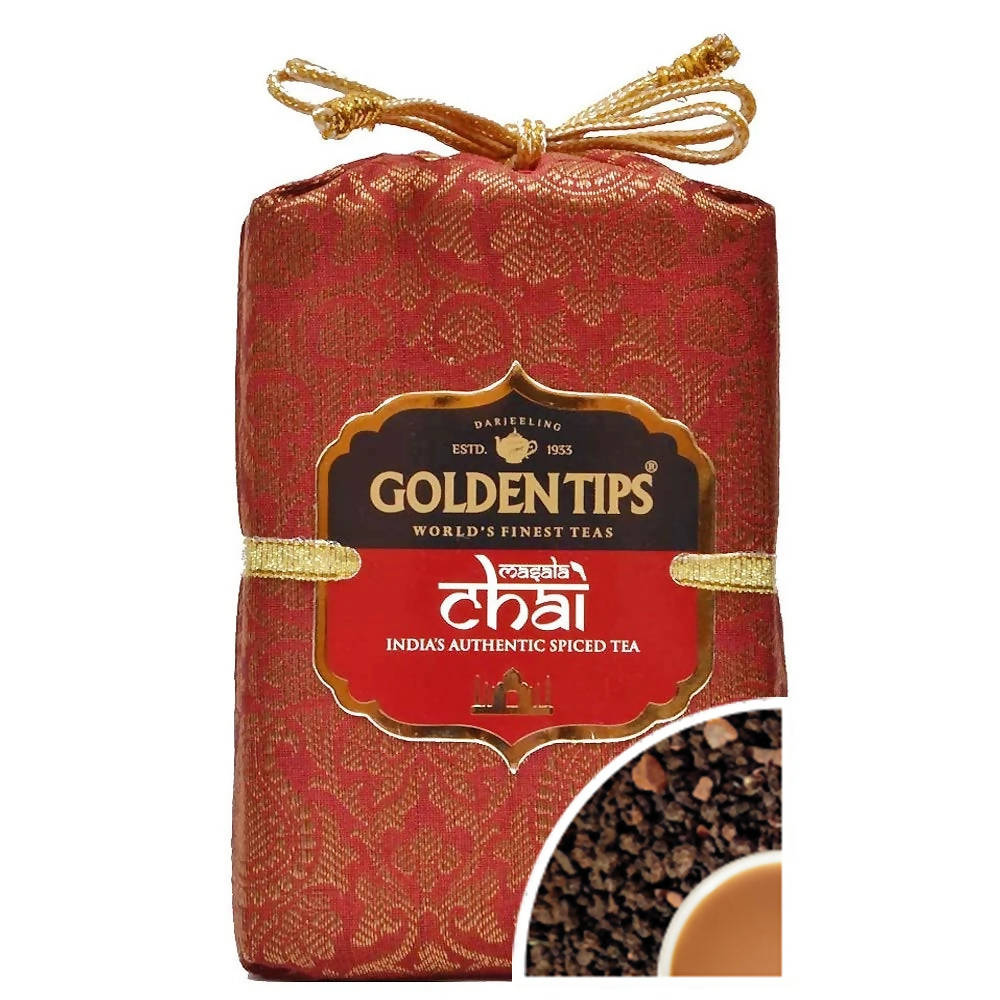 Golden Tips Masala Chai India's Authentic Spiced Tea - Royal Brocade Cloth Bag - Distacart