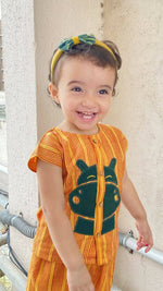 Thumbnail for Mhyssa Motto Yellow and Red Half Sleeve T-shirt With Shorts Set For Kids - Distacart