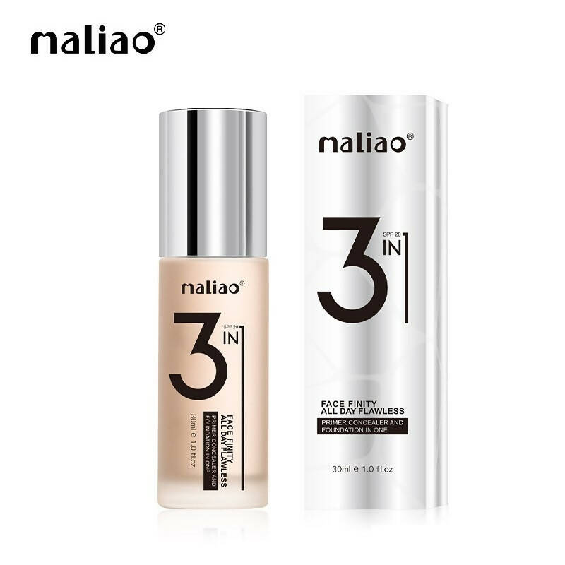 Maliao 3 In1 Face Finity All Day Flawless Primer, Concealer & Foundation All In 1 - Distacart