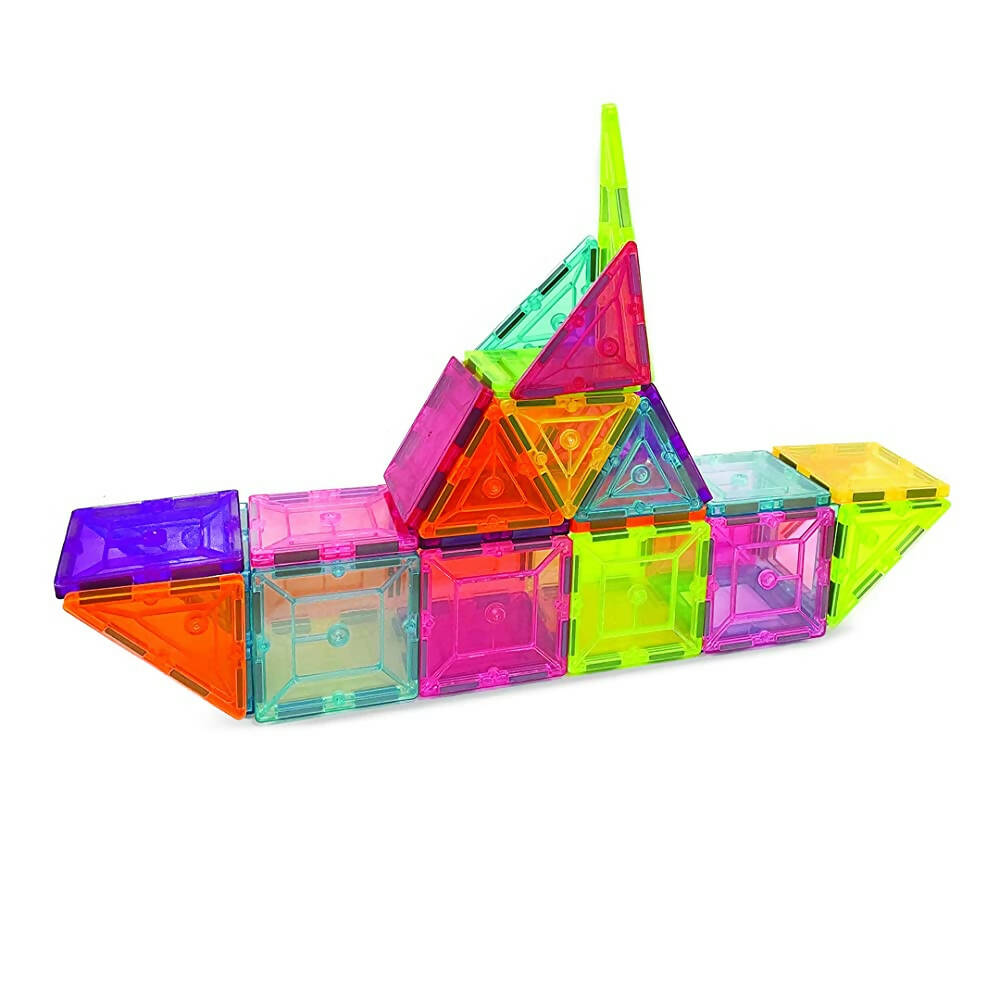 Kipa MagPlay Build A Castle 60 Pcs. Magnetic Tiles Set with Storage Container Constructing and Creative Toy with Smart Outdoor BagPack for Kids