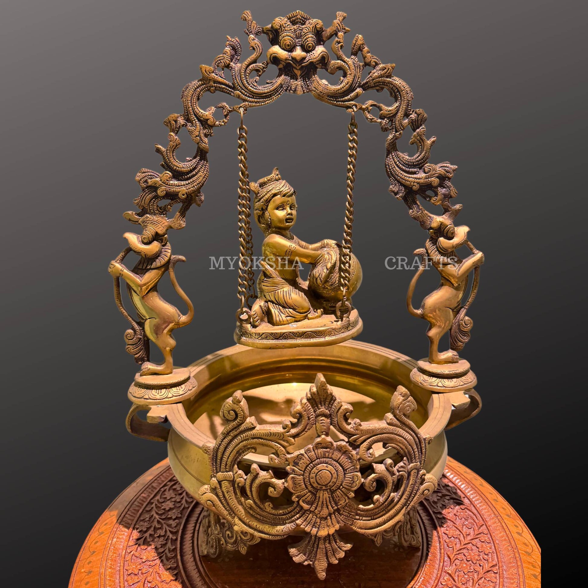 Brass Uruli with Baby Krishna - Distacart