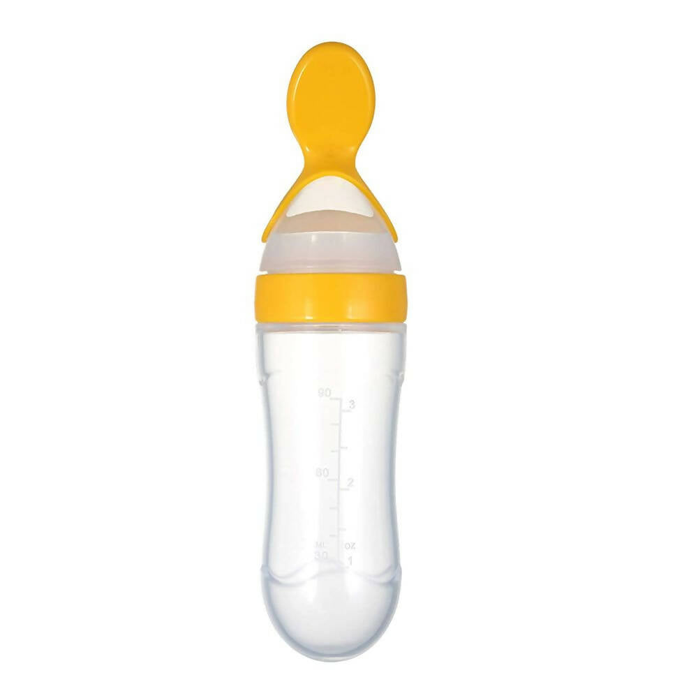 Safe-O-Kid Easy Squeezy Silicone Food Feeder Spoon (Soft Tip) Bottle- Yellow- 90mL - Distacart