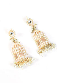 Thumbnail for Tehzeeb Creations Oxidised Earrings With Golden Pearl And Bird Design
