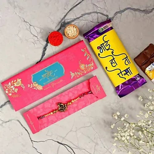 Ganesha Rakhi & Cadbury Silk In Bhai Ho To Aisa Sleeve