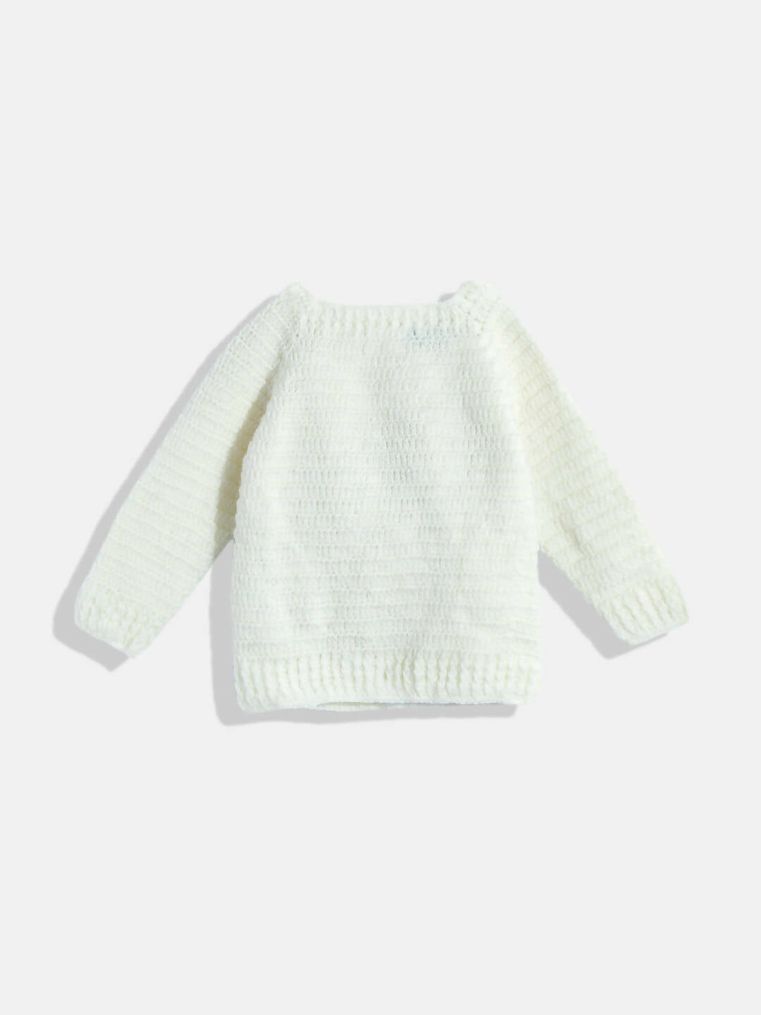 Chutput Kids Woollen Hand Knitted Full Sleeves Bunny Detail Cardigan - Cream - Distacart