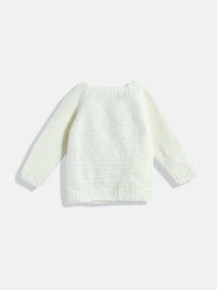 Thumbnail for Chutput Kids Woollen Hand Knitted Full Sleeves Bunny Detail Cardigan - Cream - Distacart
