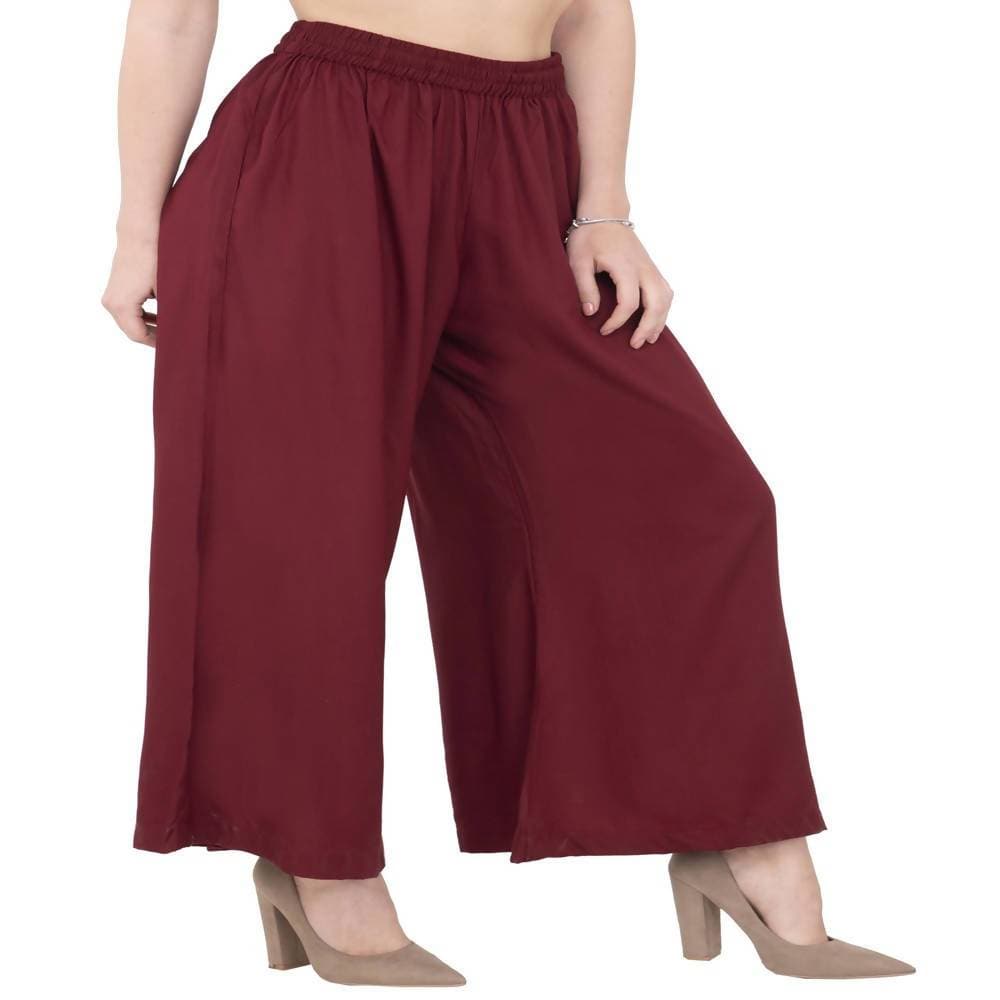 Lagi Women's Maroon Solid Palazzo (PLZ04I)