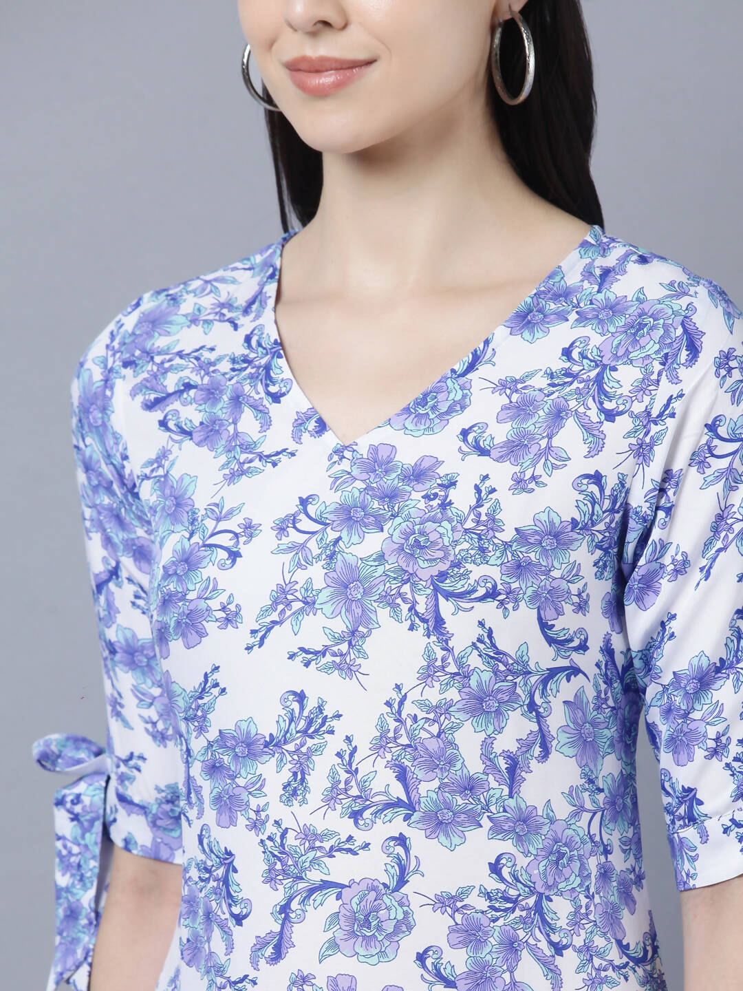 Myshka Women White Blue Printed A-Line Dress - Distacart
