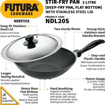 Hawkins Non-stick Stir Fry Pan 26 cm Diameter with Lid 2 L (NDL20S) - Distacart