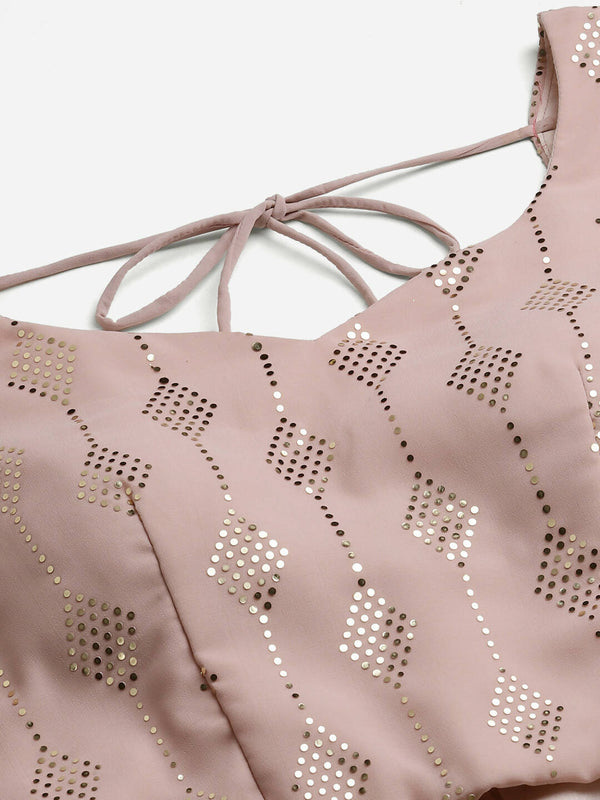 Dusty Pink Georgette Sequence Work And Glistening Embellishments Lehenga Choli with Dupatta - Jivika - Distacart