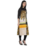 Thumbnail for Kanoor Women's Multicolour Straight Round neck kurti