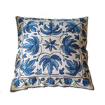 Thumbnail for The Decor Nook Hand embroidered Crewel Cushion Covers in Blue Chinar Leaf Motif with Off White Base - Distacart