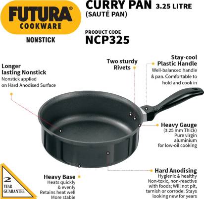 Hawkins Futura Non-Stick Curry Pan 24 cm Diameter 3.25 L (NCP325) - Distacart