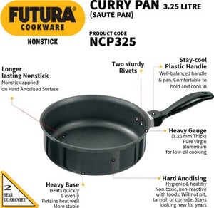 Hawkins Futura Non-Stick Curry Pan 24 cm Diameter 3.25 L (NCP325) - Distacart