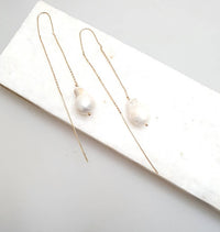 Thumbnail for Bling Accessories Baroque Pearl Fine Chain Drop Earrings - Distacart