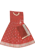 Thumbnail for Dwiden Red Queen Tafetta Sattin Semi-Stitched Girl's Lehenga Choli - Distacart