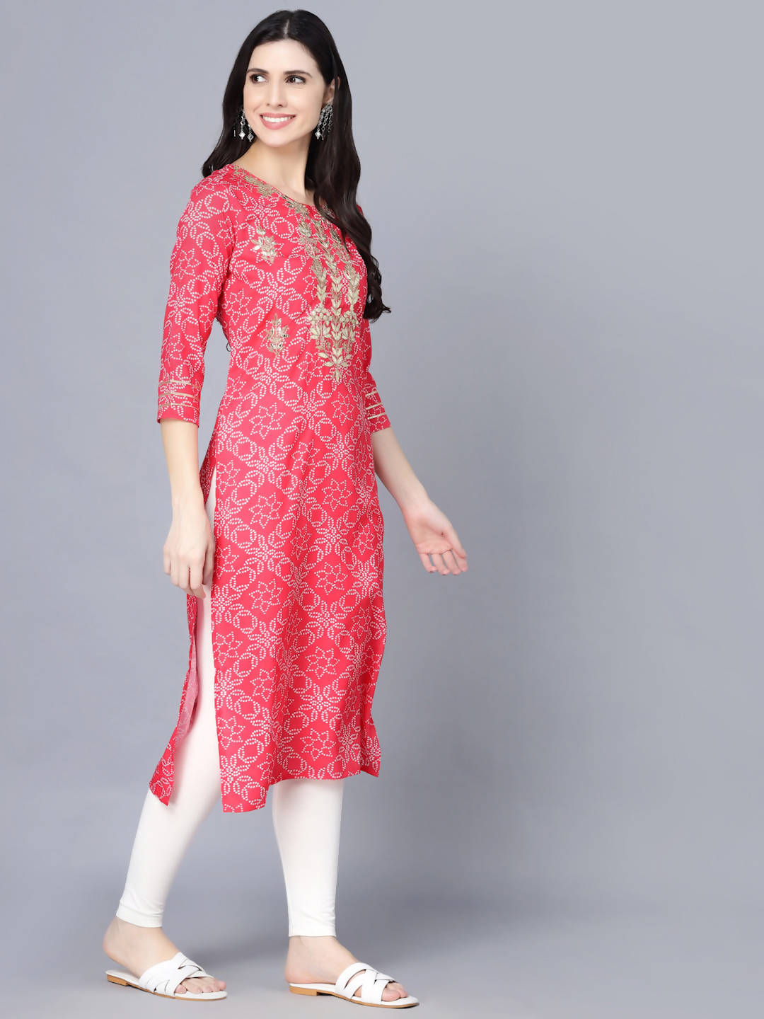 Myshka Women Pink Floral Printed Kurta - Distacart