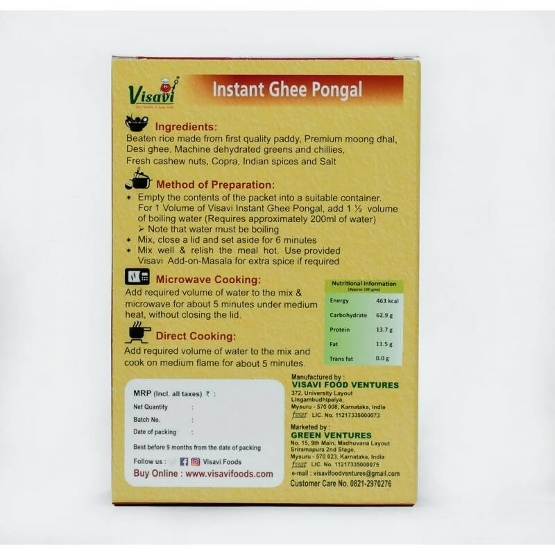 Visavi Instant Ghee Pongal - Distacart