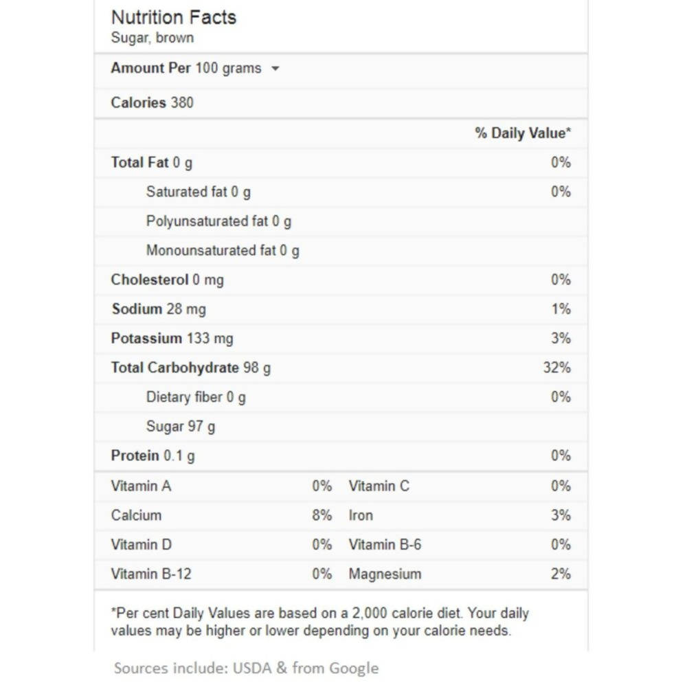 Freshon Organic Sugar Brown Ingredients