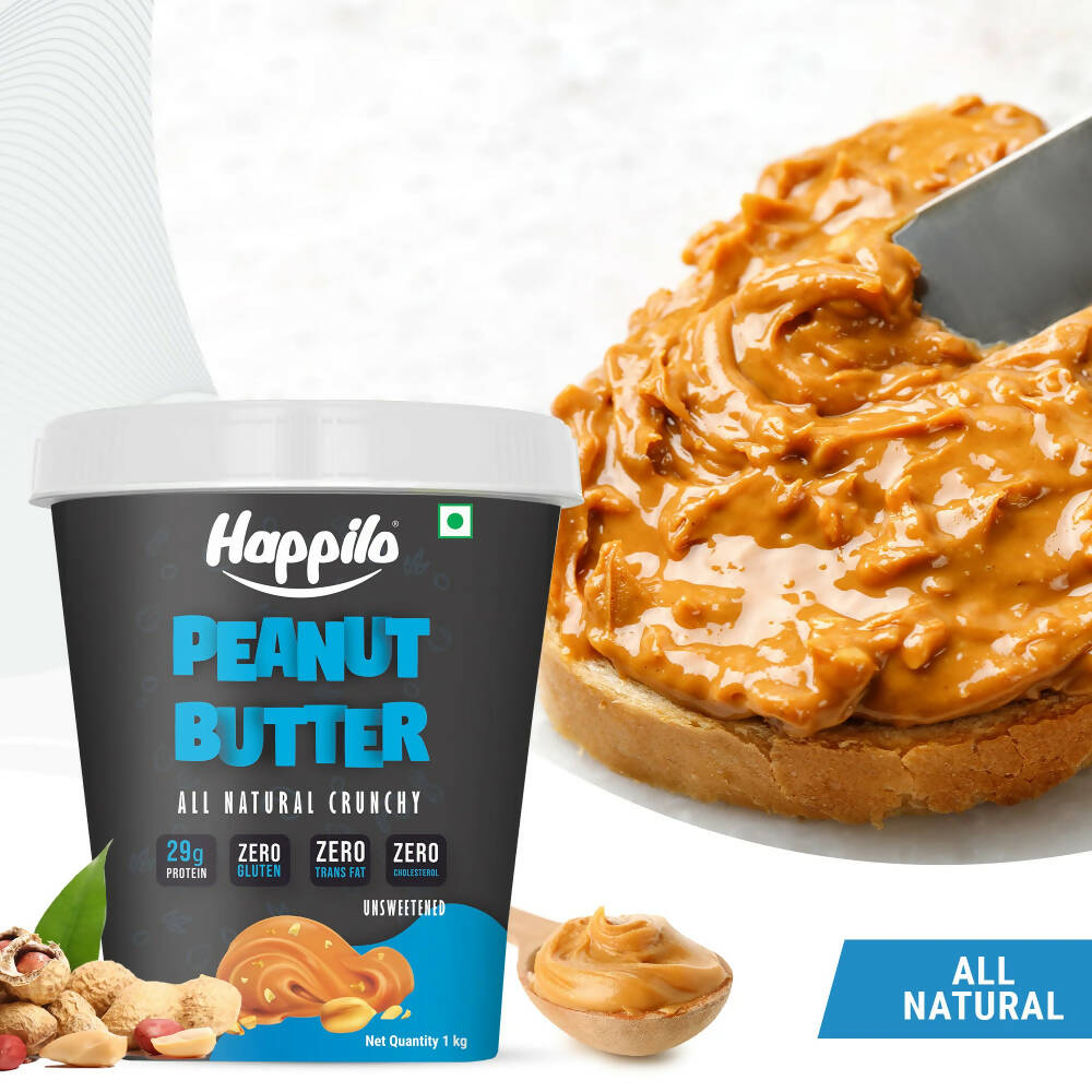 Happilo All Natural Unsweetened Peanut Butter Crunchy - Distacart