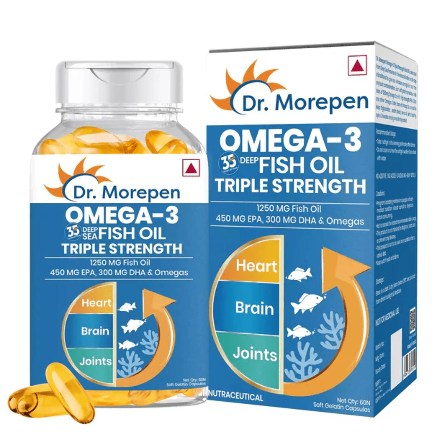 Dr. Morepen COD Liver Oil Softgels and Omega 3 Deep Sea Fish Oil Softgels Combo - Distacart
