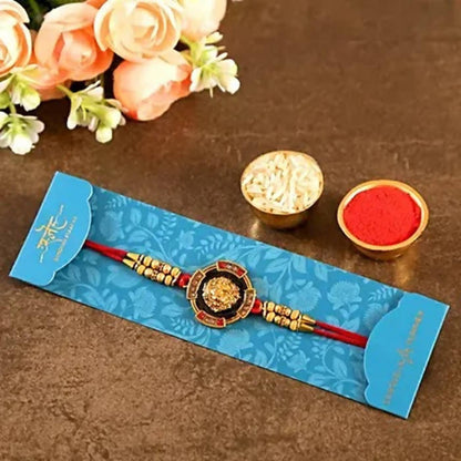 Traditional Lion Face Rakhi & Kaju Roll Box - Distacart
