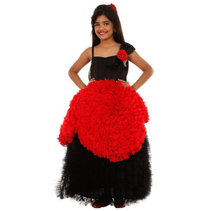Asmaani Baby Girl's Red & Black Colour Satin A-Line Maxi Full Length Dress (AS-DRESS_22072) - Distacart