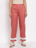 Myshka Women's Maroon Cotton Solid Casual Trouser