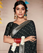 Thumbnail for Black Georgette Foil Printed Saree With Unstitched Blouse Piece - Nitya - Distacart