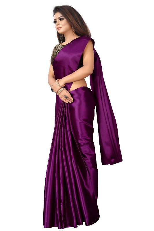  Violet Satin Designer Saree (PAVITRA WINE)