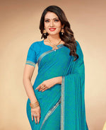 Thumbnail for Sky Blue Chiffon Leheriya Printed Saree With Unstitched Blouse Piece - Swarna - Distacart