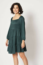 Thumbnail for Teal Viscose Solid Design Flared Dress - Shivani - Distacart