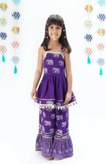 Thumbnail for Lil Drama Trunk Tales Girls Purple Kurta With Sharara Set - Distacart