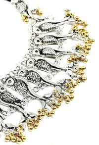 Thumbnail for Tehzeeb Creations Oxidised Silver And Golden Colour Fish Design Necklace And Earrings