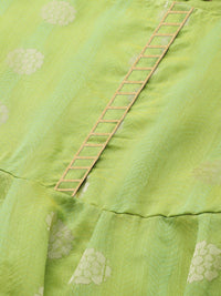 Thumbnail for Ahalyaa Women Green Chanderi Jacquard Woven Dress