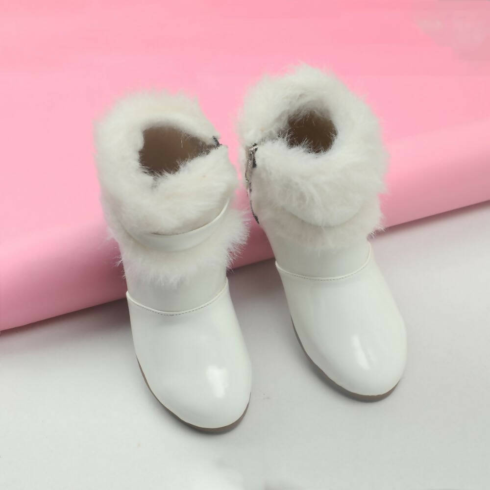 Tiny Bugs Girls Faux Fur Detail Winter Boots - White - Distacart