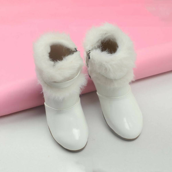 Tiny Bugs Girls Faux Fur Detail Winter Boots - White - Distacart