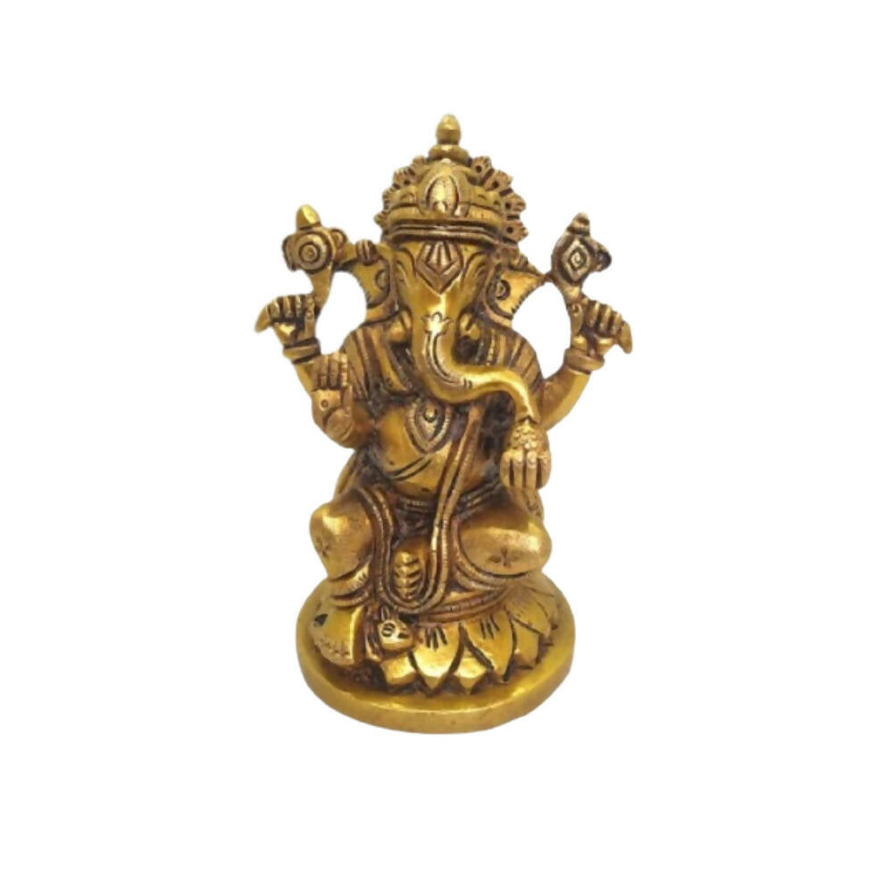 Tamas Brass Lord Ganesha Idol for Home & Office Temple (Golden) - Distacart