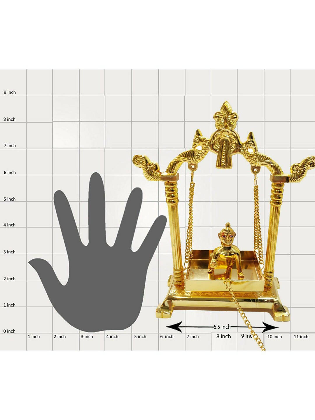CraftVatika Gold Toned Aluminium Swing Jhula With Ladoo Gopal - Distacart