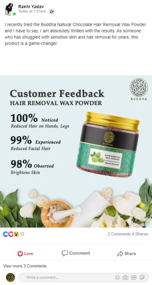 Buddha Natural Wax Powder Natural Instant Painless Hair Removal - Distacart