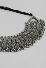 Thumbnail for Mominos Fashion Johar Kamal Oxidised Silver-Plated Brass Finish Temple Jewellery with Earrings For Women - Distacart