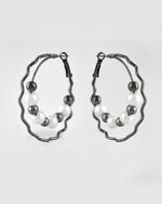 Thumbnail for VOJ Women Rhodium-Plated Pearl Stainless Steel Hoop Earrings - Distacart