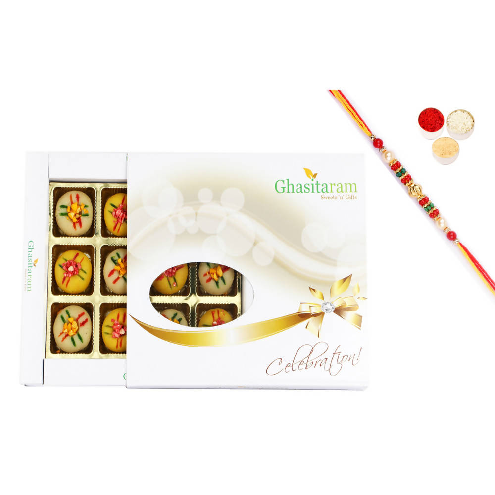 Ghasitaram Assorted Mawa Peda With Pearl Beads Rakhi - Distacart
