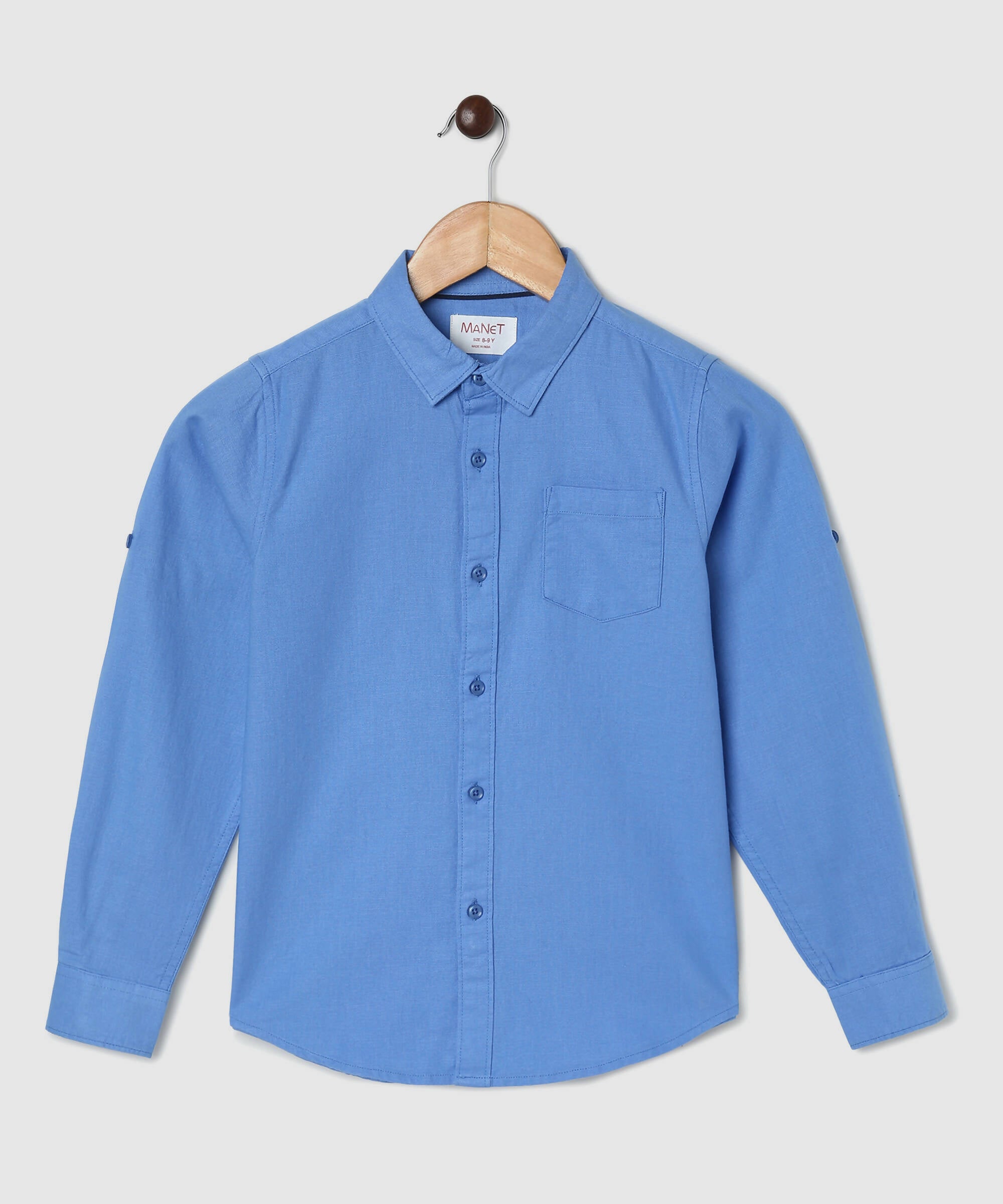 Manet Boys Full Sleeves Solid Shirt - Light Blue - Distacart