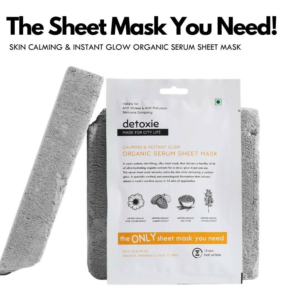 Detoxie Calming & Instant Glow Organic Serum Sheet Mask - Distacart