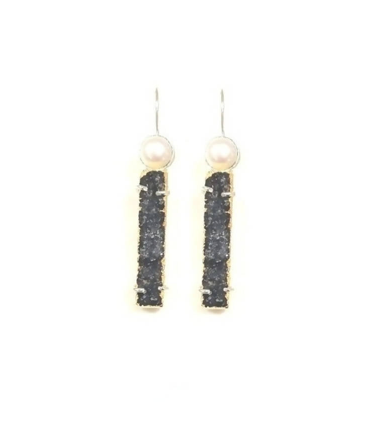 Bling Accessories Aqua Blue Natural Stone Druzy Earrings